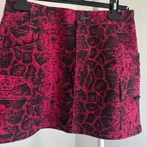 Fashion Nova Pink and Black Snakeskin Skirt
